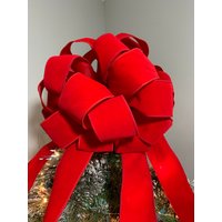 Große Rote Velour Weihnachtsbaum Topper Schleife 6 Ft. Tails von creativelycarole