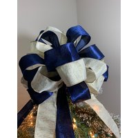 Große Weihnachtsbaum-Topper Marineblaues Samtband Und Cremeband Mit Gold Schimmernden Fäden Band von creativelycarole