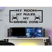 Gaming Wandaufkleber My Room Rule Zone Sticker Wandbilder Gamer Controller Wall Art Mps5 von creativewallartsuk