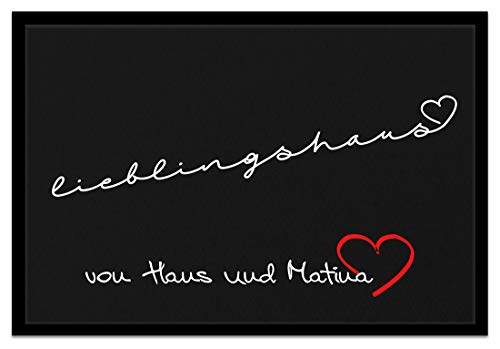 Creativgravur Fußmatte Lieblingshaus Inkl. Ihrem Namen - Personalisierte Schmutzfangmatte, Größe der Fußmatte:60 x 90 cm von creativgravur