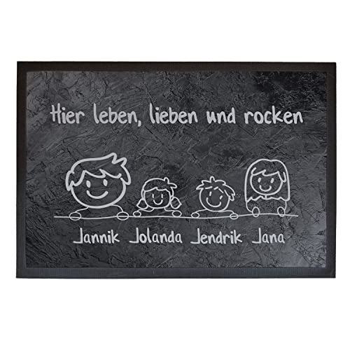 creativgravur - Fußmatte personalisiert in Schieferoptik - personalisierte Fußmatte Familie in 40x60cm - Türmatte personalisiert mit Wunschnamen und Familie Bedruckt - rutschfest & waschbar von creativgravur