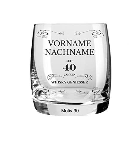 Exklusives Whiskyglas mit kostenloser Namensgravur sowie Gravur des Jahrgang, Geburtsdatum oder Jahrestag auf einem Bohemia Cristal Glas der Extraklasse, Motivwahl:Motiv 9 von creativgravur
