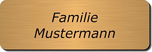 Gravierte Folie Türschild, Klingelschild, Namensschild, Briefkastenschild, Pokalschild nur 0,1 mm dick, Typ:Messing 401-04 - 120x40 mm von creativgravur