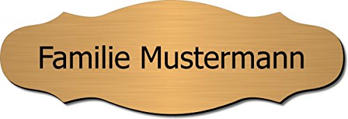 Gravierte Folie Türschild, Klingelschild, Namensschild, Briefkastenschild, Pokalschild nur 0,1 mm dick, Typ:Messing 401-08 - 120x40 mm von creativgravur