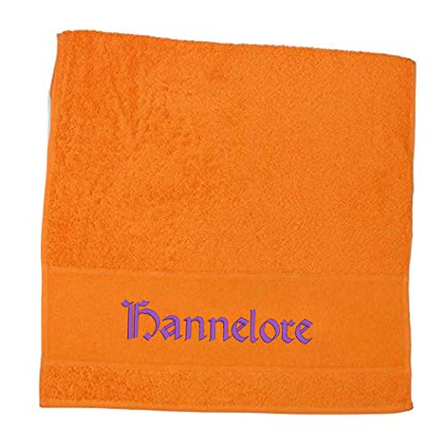 Premium Handtuch | Duschtuch | Saunatuch Porto aus Frottee, 500 g/m2 mit Namensbestickung | Bestickt mit Namen oder Wunschtext, Handtuchgröße:100 x 180 cm Strandtuch, Handtuch Porto:Orange von creativgravur