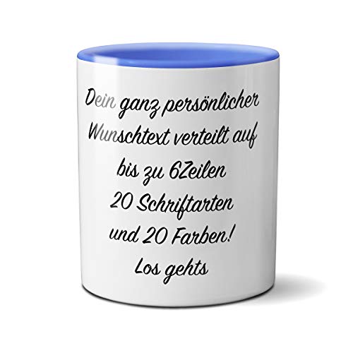 Tasse mit Spruch selbst gestalten - Personalisierte Tasse mit Text beschriften (, Farbe:Cambridgeblau von creativgravur