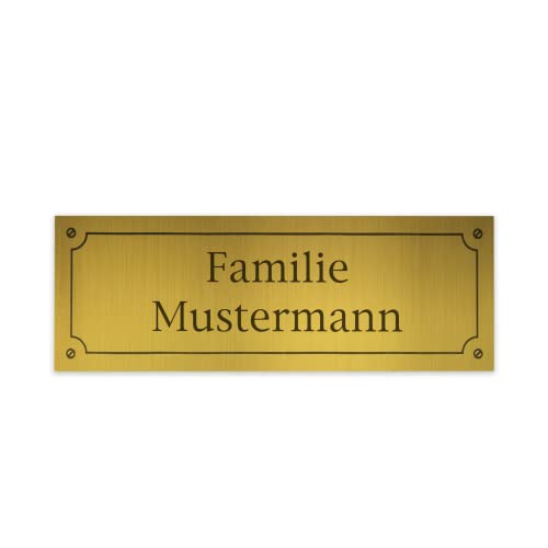 creativgravur Türschild personalisierbar 120x40 mm, Klingelschild mit Namen, Namensschild für Briefkasten oder Haustür, Typ:Messing 401-02 von creativgravur