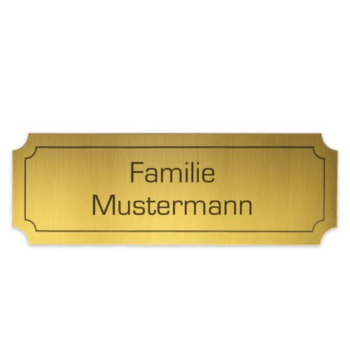 creativgravur Türschild personalisierbar 120x40 mm, Klingelschild mit Namen, Namensschild für Briefkasten oder Haustür, Typ:Messing 401-03 von creativgravur