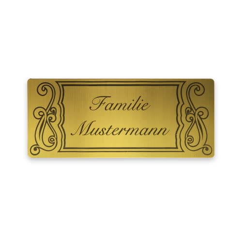 creativgravur Türschild personalisierbar 120x50 mm, Klingelschild mit Namen, Namensschild für Briefkasten oder Haustür, Typ:Messing 401-09 von creativgravur