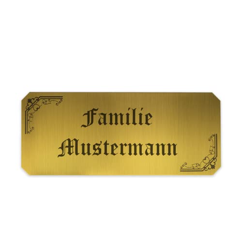 creativgravur Türschild personalisierbar 120x50 mm, Klingelschild mit Namen, Namensschild für Briefkasten oder Haustür, Typ:Messing 401-11 von creativgravur