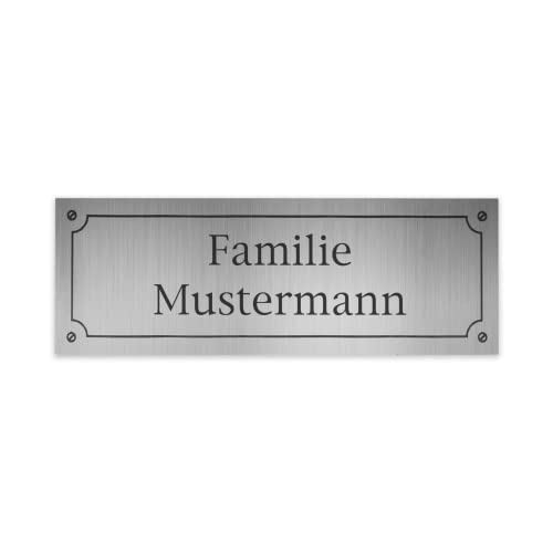 creativgravur Türschild personalisierbar 120x40 mm, Klingelschild mit Namen, Namensschild für Briefkasten oder Haustür, Typ:Silber 400-02 von creativgravur