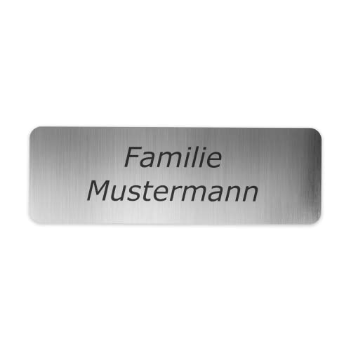 creativgravur Türschild personalisierbar 120x40 mm, Klingelschild mit Namen, Namensschild für Briefkasten oder Haustür, Typ:Silber 400-04 von creativgravur