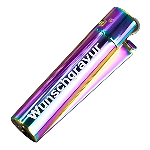 creativgravur - Clipper mit Gravur (beidseitig) - Edition ICY Rainbow mit Geschenkverpackung - Klipper als besondere individuelle personalisierte Geschenke - Clipper personalisiert - 14 Schriftarten von creativgravur