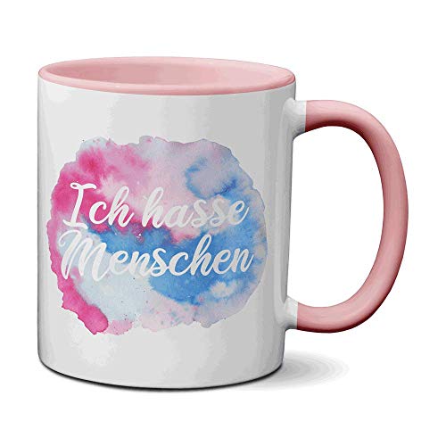 creativgravur Ich Hasse Menschen Kaffeetasse mit Spruch - Kaffeebecher - Spülmaschinenfest von creativgravur