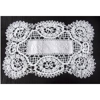 Handbestickte Dieie Point D'esprit-Klöppelspitze Auf Weißem Leinen 18 cm X 25 Sophie von crinolines58