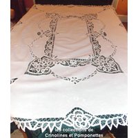 Handgestickte Tischdecke Rechteckiges Tafelservice Weiße Renaissance-stickerei 130x170 6 Servietten von crinolines58