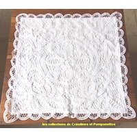 Kissenbezug Handbestickte Renaissance-Spitze Quadratisch Weiß Manon 40cm von crinolines58