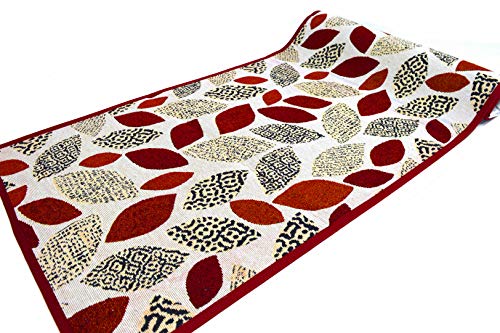 Fiorenza Teppich, dekoriert, für Küche und Badezimmer, waschbar, rutschfest, mit Baumwollkante (Rot, 50 x 180 cm) von cristina carpets