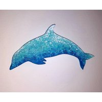 Blauer Delfin Aus Keramik Als Wanddeko von crittersbySusy