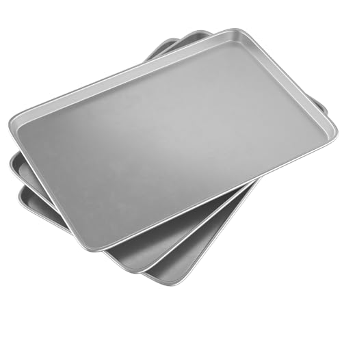 CROSSON 3 Stück Backblech,60 x 40 x 3 cm Qualität Aluminium Ofenblech Auflaufform Groß Rechteckig Backform für große Chargen Backen von crosson