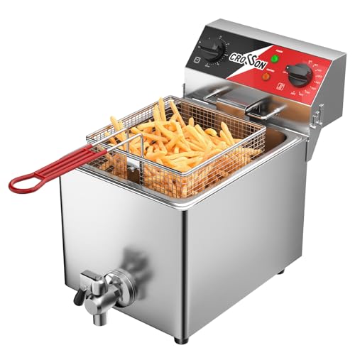 CROSSON 6L Professionelle Elektrische Fritteuse mit ablaufhahn,3000W Kommerzielle Elektrische Fritteuse aus Edelstahl,Temperaturkontrolle 80-200°C Schnelles Erhitzen,30-Minuten-Timer CROSSON 6L Professionelle Elektrische Fritteuse mit ablaufhahn,3000W Kommerzielle Elektrische Fritteuse aus Edelstahl,Temperaturkontrolle 80-200°C Schnelles Erhitzen,30-Minuten-Timer von crosson