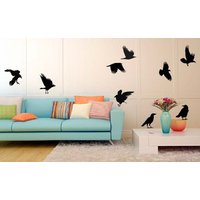 Set Von 9 Krähe Aufkleber - Fliegen Und Stehenschwarz Vogel Rabe Silhouette Vinyl Wand Oder Treppe Riser von crowbabys