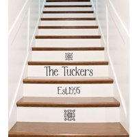 Vinyl Treppe Riser Aufkleber - Benutzerdefinierte Familienname Und Etablierte Datum Charmante Nachname Verheiratet Name Hochzeit Tag Jahr von crowbabys