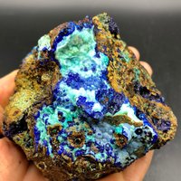 Natürlicher Blauer Azuritkristall, Funkelnder Druzy Azurit, Grüner Malachit Azurit Mineralprobe # A1729 von crystal2018625