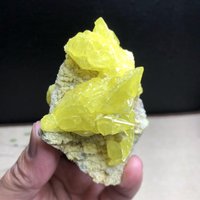 Gebürtige Schwefel-Kristall-Natürliche Rohe Unregelmäßige Form Gelb Schwefel-Kristallcluster, Schwefel-Mineralprobe-Heilkristall 124G von crystallifeart