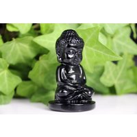 2''+ Natürliche Obsidian Buddha - Voll Polieren Meditation Drachen Kristall Skulptur Geschenke Statue von crystalloading