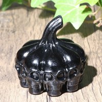 2'' Obsidian 8 Totenköpfe Jack-O-Laterne, Jack-O-Laterne Totenkopf Geschenk, Kristall Jack Des Laternenschädels, Halloween Geschenke von crystalloading