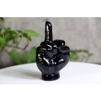 3.5'' Natürlicher Obsidian Mittelfinger Voll Poliert, Kristall Statue, Geschenke, Figur von crystalloading