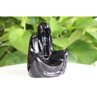 3.5'' Voll Polierter Natürlicher Obsidian Schwarzer Zauberer, Schwarzes Zauberer Geschenk, Kristall Statue, Figur von crystalloading