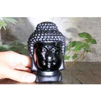 4.3'' Natürlicher Obsidian Buddha Kopf, Bedeutet Schutz Und Viel Glück, Geburtstagsgeschenk, Skulptur, Kristall Heilung, Geschenke von crystalloading