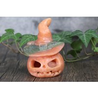 Calcit Jack-O-Laterne, Halloween Kürbis Windlicht Geschenke, Kristall Jack-O-Laterne Geschenk, Jack Des Laternenschädels von crystalloading