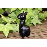 Handgeschnitzte Natürliche Obsidian Alpaka, Voll Poliert Kristall Schnitzen Tiere, Alpaka-statuen, Alpaka-Skulptur von crystalloading