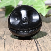 Natur Obsidian Jack Kopf Geschenke, Halloween Schwarzer Schädel, Kristall von crystalloading