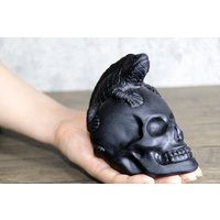 Obsidian Totenkopf Mit Eidechse - Skulptur Obsidianschädel Geschenk Kristallschädel von crystalloading