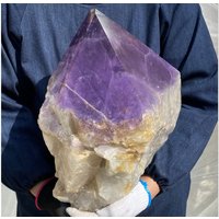 49.5lb Natürlicher Amethyst Punkt, Bergkristall, Reiki Heilung, Kristallspitze, Quarzstab, Kristall Dekoration Xa4729 von crystland