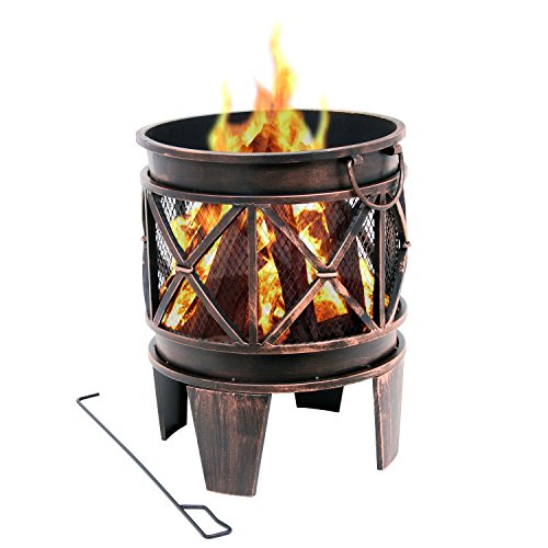 BBQ-Toro Feuerkorb Plum Ø 42 cm inkl. Schürhaken | Feuerschale in Antik-Rost-Optik | Feuertopf für Camping, Garten und Terrasse | Firepit, Funkentopf, Feuerkessel, Holzbrenner, Brennkessel von BBQ-Toro