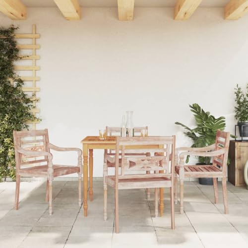 Dieser Artikel: Batavia-Stühle, 4 Stück, weiß, gewaschenes Massivholz, Teakholz von csderty