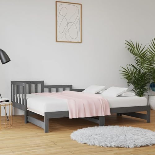 Furniture Home Tools Ausziehbares Tagesbett, Grau, 2x(80x200) cm, Massivholz, Kiefer von csderty