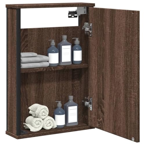 Furniture Home Tools Badezimmer-Spiegelschrank, Braun Eiche, 42 x 12 x 60 cm, Holzwerkstoff von csderty