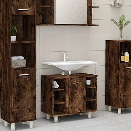 Furniture Home Tools Badezimmerschrank, Räuchereiche, 60 x 32 x 53,5 cm, Holzwerkstoff von csderty