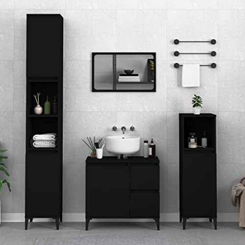 Furniture Home Tools Badezimmerschrank, Schwarz, 65 x 33 x 60 cm, Holzwerkstoff von csderty