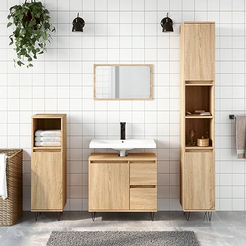 Furniture Home Tools Badezimmerschrank Sonoma Eiche 30x30x190 cm Holzwerkstoff von csderty