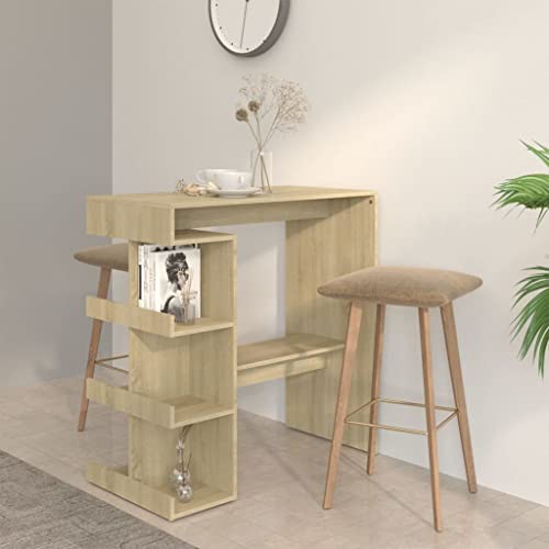 Furniture Home Tools Bartisch mit Aufbewahrungsregal, Sonoma-Eiche, 100 x 50 x 101,5 cm, Holzwerkstoff von csderty