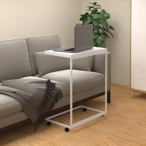 Furniture Home Tools Beistelltisch mit Rollen, Weiß, 55 x 35 x 70 cm, Holzwerkstoff von csderty