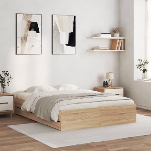 Furniture Home Tools Bettgestell mit Schubladen Sonoma Eiche 140x200 cm Holzwerkstoff von csderty