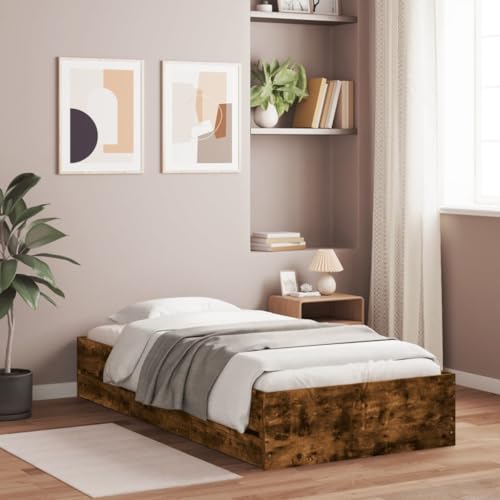 Furniture Home Tools Bettrahmen mit Schubladen Räuchereiche 100x200 cm Holzwerkstoff von csderty